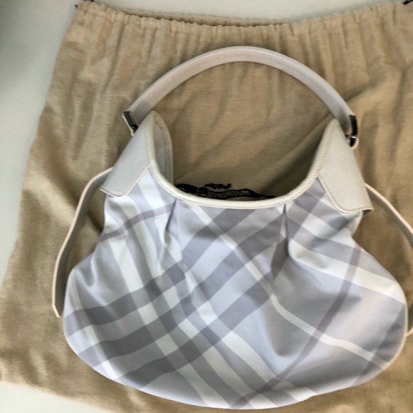 Burberry Ivory Beat Check Canvas Hobo Bag - Picture 2 of 9